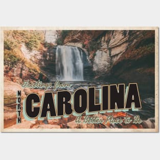 Greetings from North Carolina - Vintage Travel Postcard Design Posters and Art